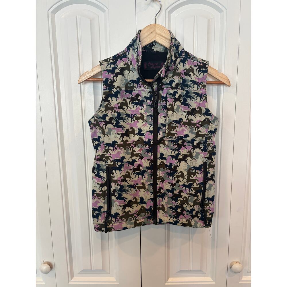 Cowgirl‎ Legend Blue And Purple Horse Pattern Vest Size Medium